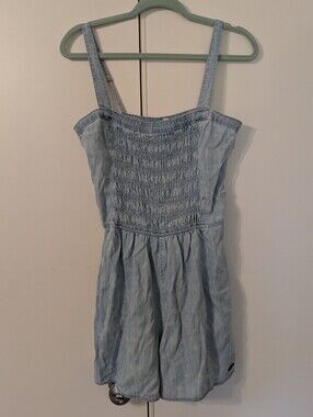 Abercrombie & Fitch Light Blue Denim Smocked Romper